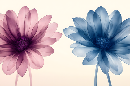 Pink And Blue Transparent Flowers