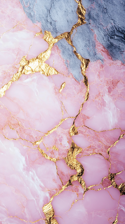 Pink and Grey Marble with Gold Veins