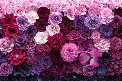 Pink And Purple Paper Flower Wall