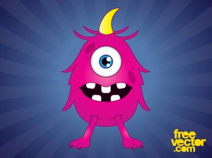 Pink Cartoon Monster Free Vector
