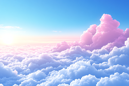 Pink Clouds Above Horizon