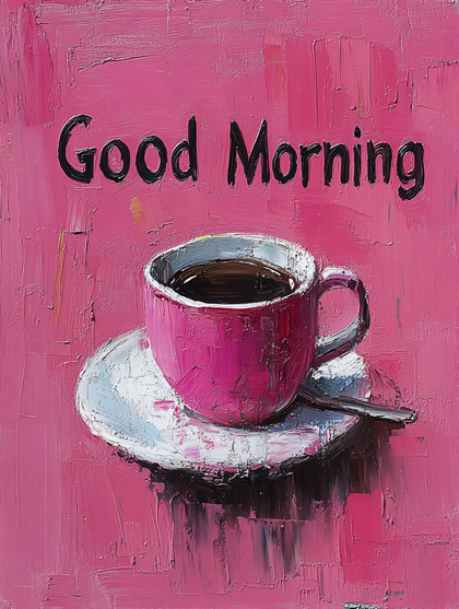 Pink Coffee Cup Painting