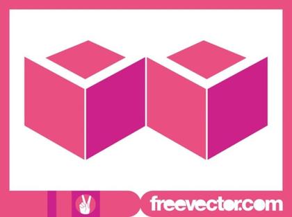 Pink Cubes Logo Free Vector