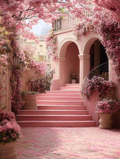 Pink Floral Archway Staircase