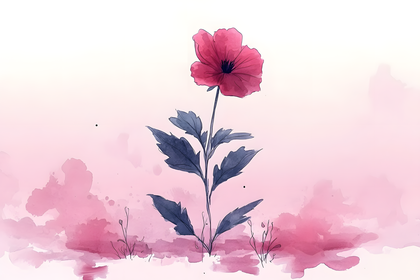 Pink Flower Watercolor Illustration