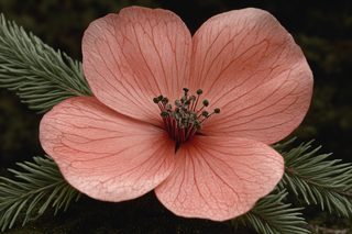 Pink Flower with Pine Needles