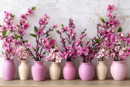 Pink Flowers In Vases