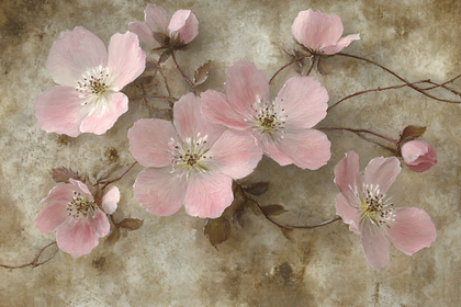 Pink Flowers on Textured Background