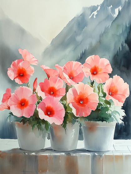 Pink Flowers Watercolor