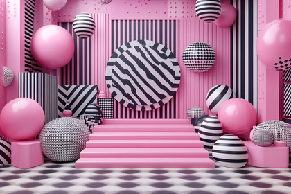 Pink Geometric Abstraction