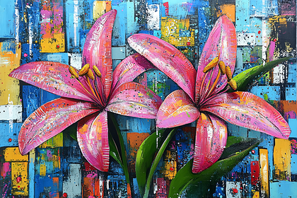 Pink Lilies Abstract