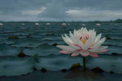 Pink Lotus Flower In Pond