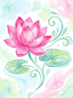 Pink Lotus Watercolor