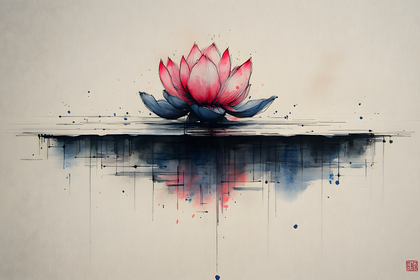 Pink Lotus Flower Watercolor