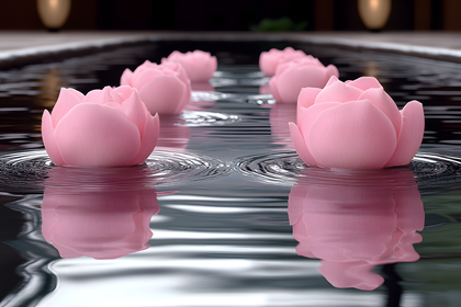 Pink Lotus Flowers in Water