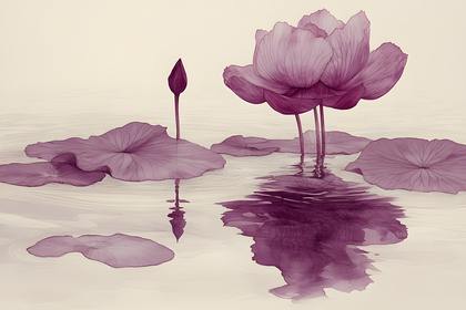 Pink Lotus in Pond