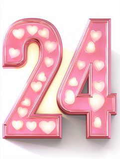 Pink Number 24 With Hearts