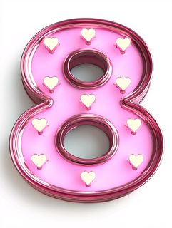Pink Number Eight With Hearts