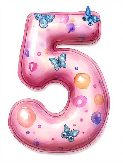 Pink Number Five Balloon
