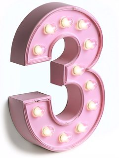 Pink Number Three Light Up Sign