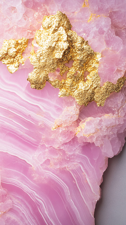 Pink Onyx Stone with Gold Veins