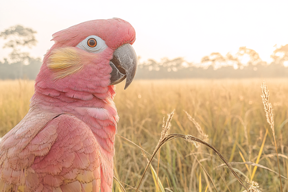 Pink Parrot in Golden Light