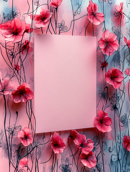 Pink Poppies and Blank Square