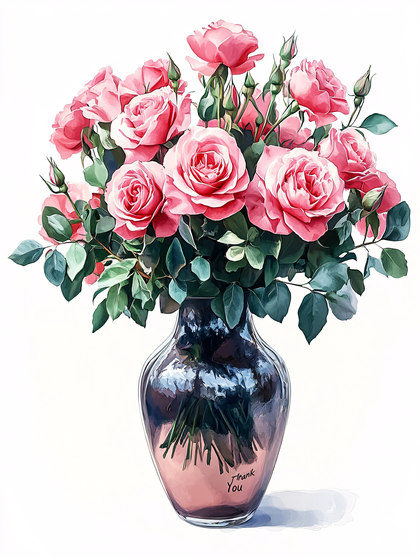 Pink Roses in a Vase