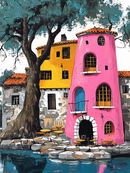 Pink Tower By The Water