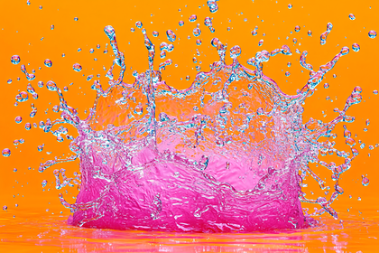 Pink Water Splash On Orange Background
