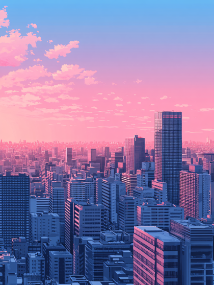 Pixel City Sunset