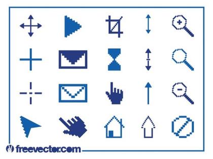 Pixelated Icons Set Free Vector