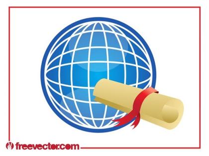 Planet and Diploma Free Vector