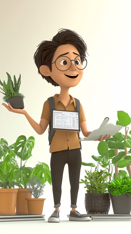 Plant Enthusiast with Digital Tablet