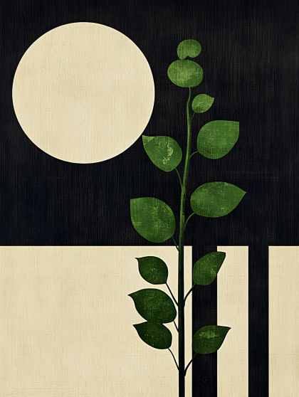 Plant Stem With Moon