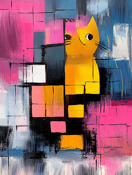 Playful Abstract Cat Painting