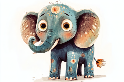 Playful Baby Elephant with Floral Patterns
