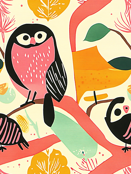 Playful Birds Illustration