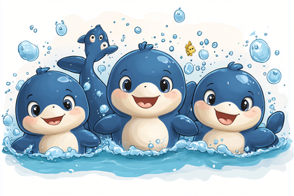Playful Dolphins in Bubbles