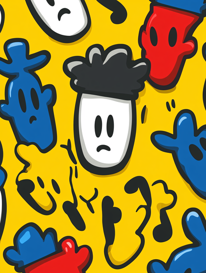 Playful Doodle Characters Seamless Pattern