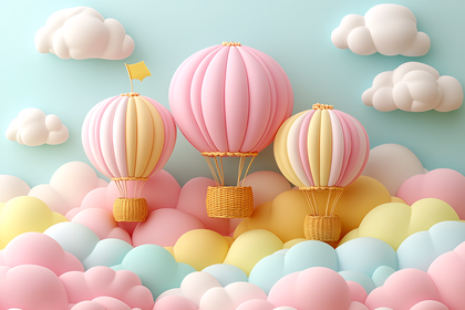 Playful Hot Air Balloon Scene