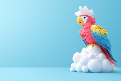 Playful Parrot Perched on Cloud