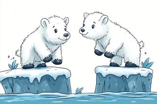 Playful Polar Bear Cubs on Ice Floes