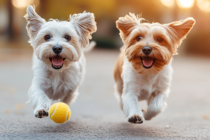 Playful Pups Chasing a Ball