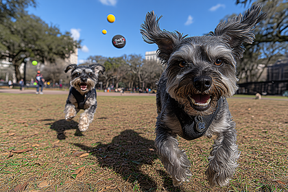 Playful Schnauzers in the Park