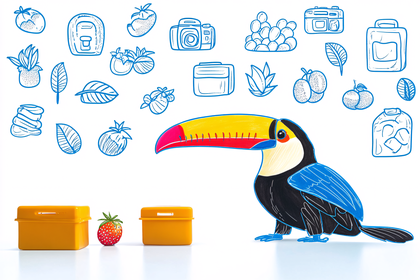 Playful Toucan with Lunch Boxes