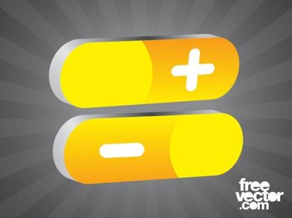 Plus and Minus Buttons Free Vector