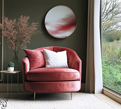Plush Pink Armchair In Modern Living Room
