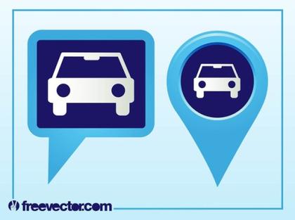 Pointers With Car Icon Free Vector
