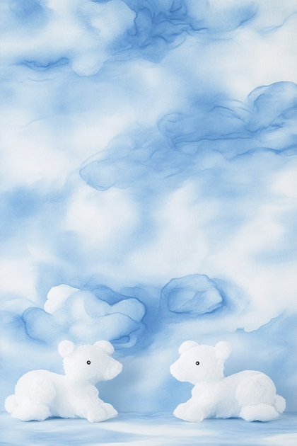 Polar Bear Cubs in a Cloudy Sky